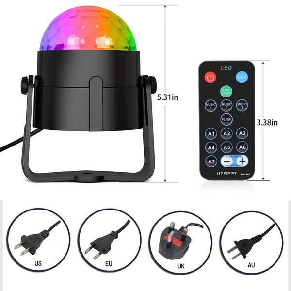 Sound Activated Rotating Disco Ball Party Lights Strobe Light Indoor Lighting - Tophatter Daily Deals