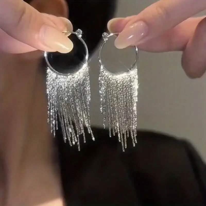 Sparkling Tassel Design Dangle Earrings Earrings - Tophatter Daily Deals
