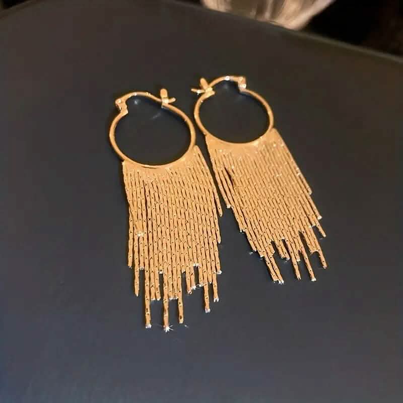 Sparkling Tassel Design Dangle Earrings Gold Earrings - Tophatter Daily Deals