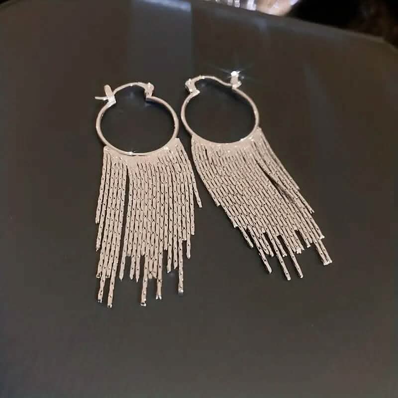 Sparkling Tassel Design Dangle Earrings Silver Earrings - Tophatter Daily Deals