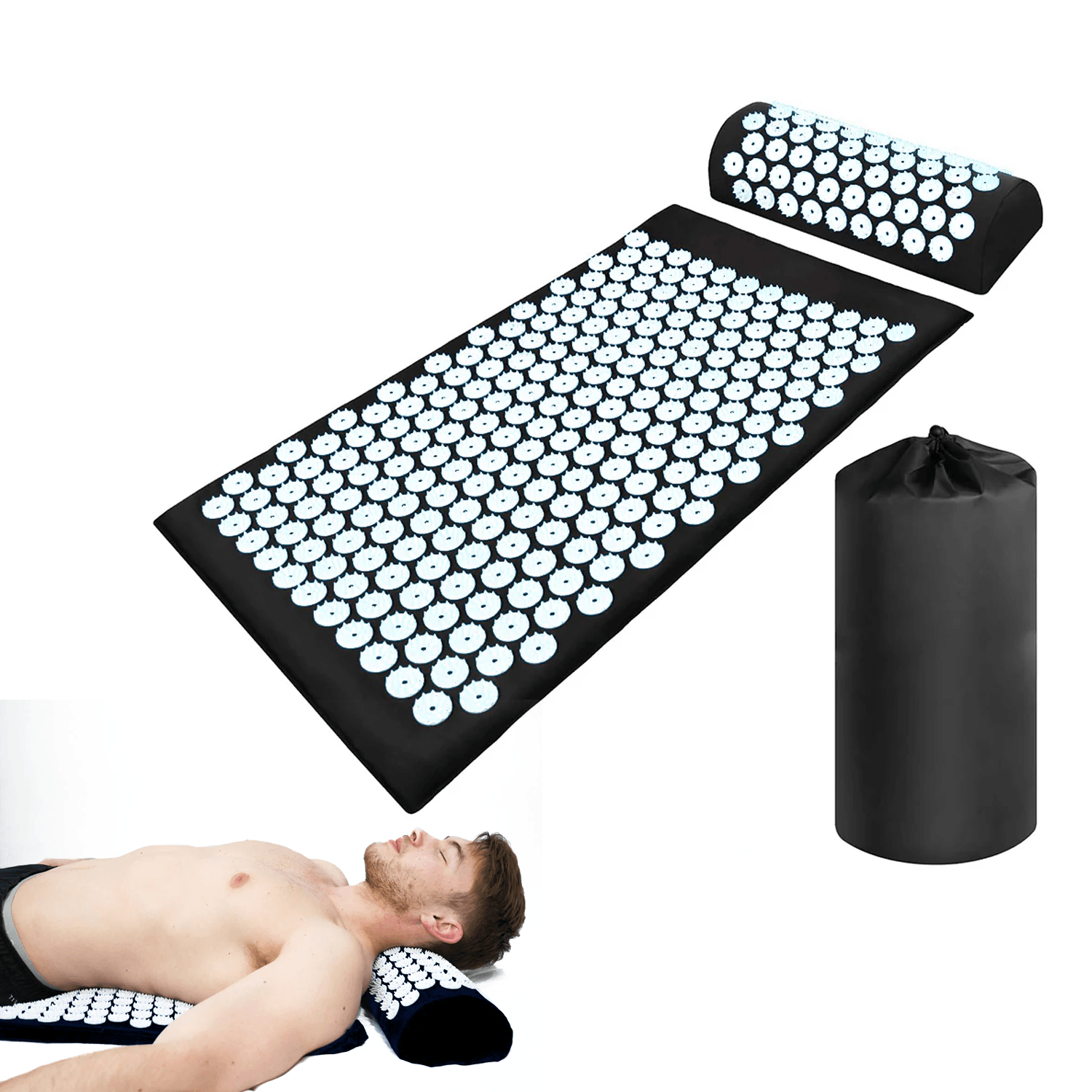 Spiky Mat for Back Pain - Acupuncture Massage Mat Relieve Stress Back Body Pain Spike Acupressure Mat Set Yoga & Pilates Mats - Tophatter Daily Deals