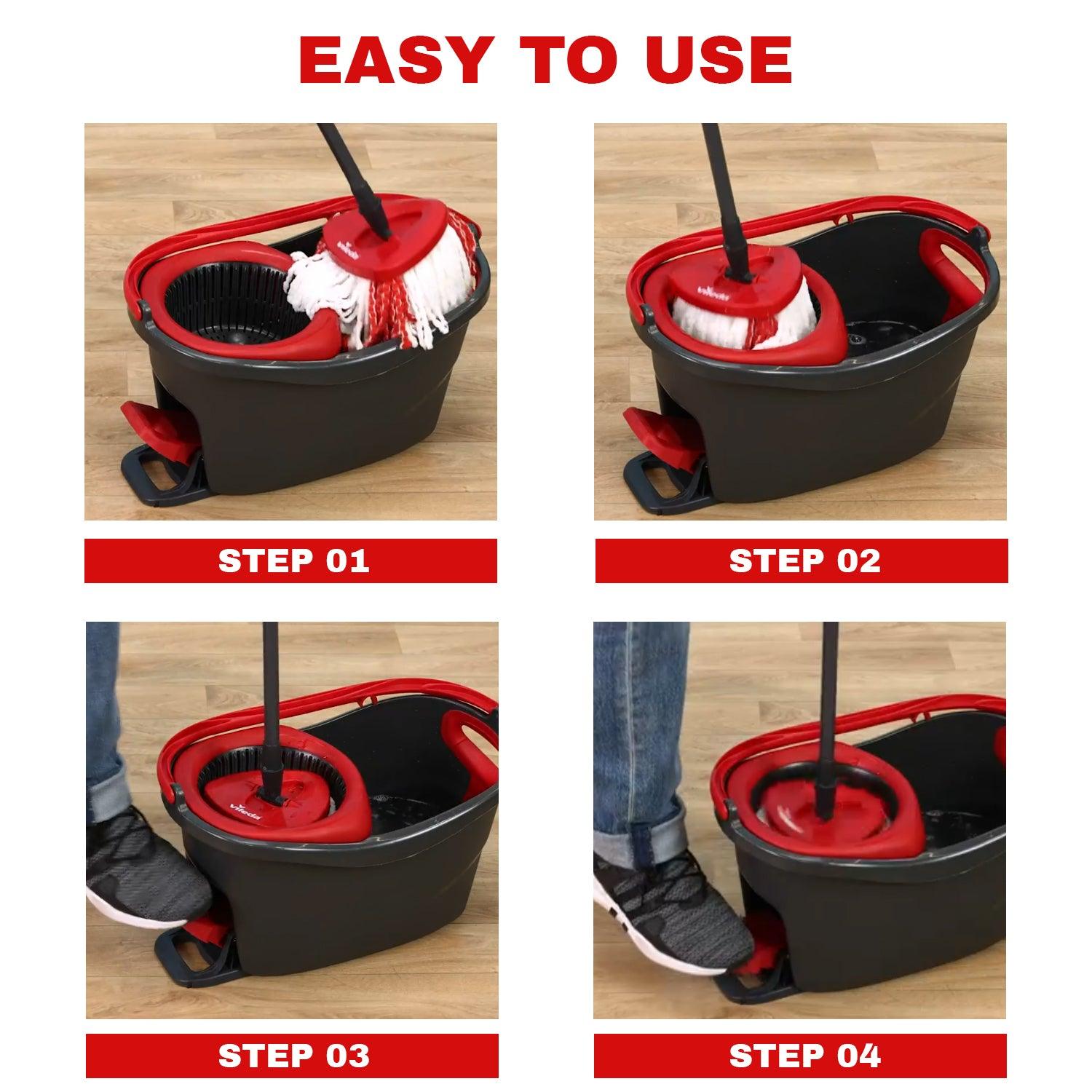 Spinning Mop With Bucket - Turbo Microfibre Mop and Bucket Set with Extra 2-in-1 Head Replacement Household - Tophatter Daily Deals