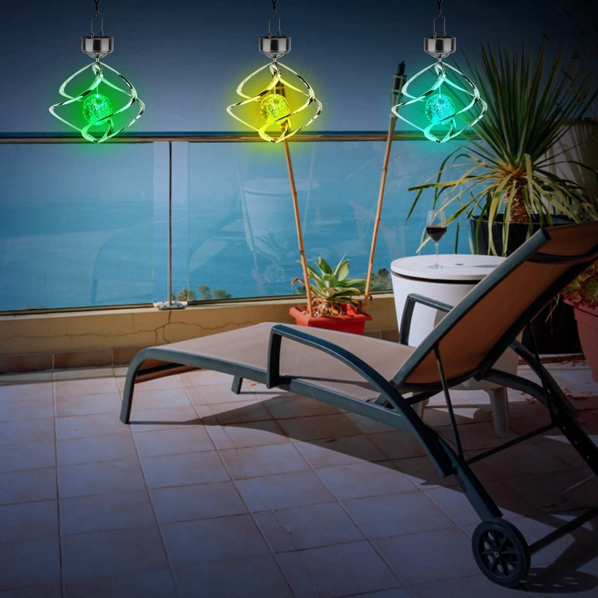 Spiral Spinner Solar Lights Wind Chime LED Outdoor Lighting - Tophatter Daily Deals