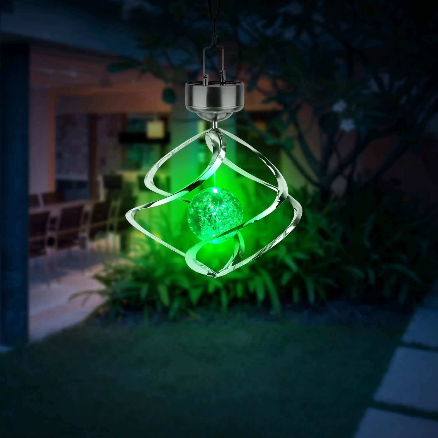 Spiral Spinner Solar Lights Wind Chime LED Outdoor Lighting - Tophatter Daily Deals