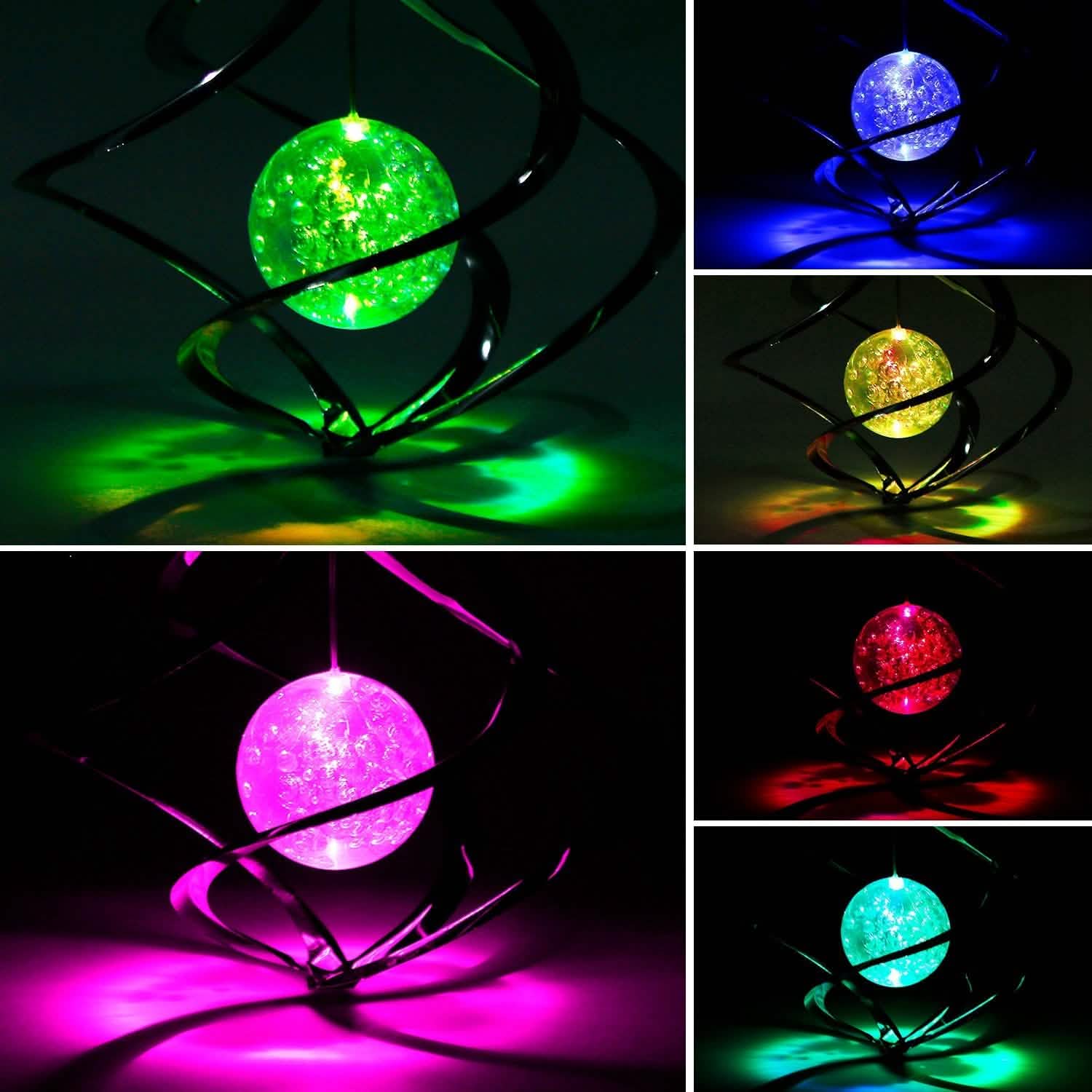 Spiral Spinner Solar Lights Wind Chime LED Outdoor Lighting - Tophatter Daily Deals