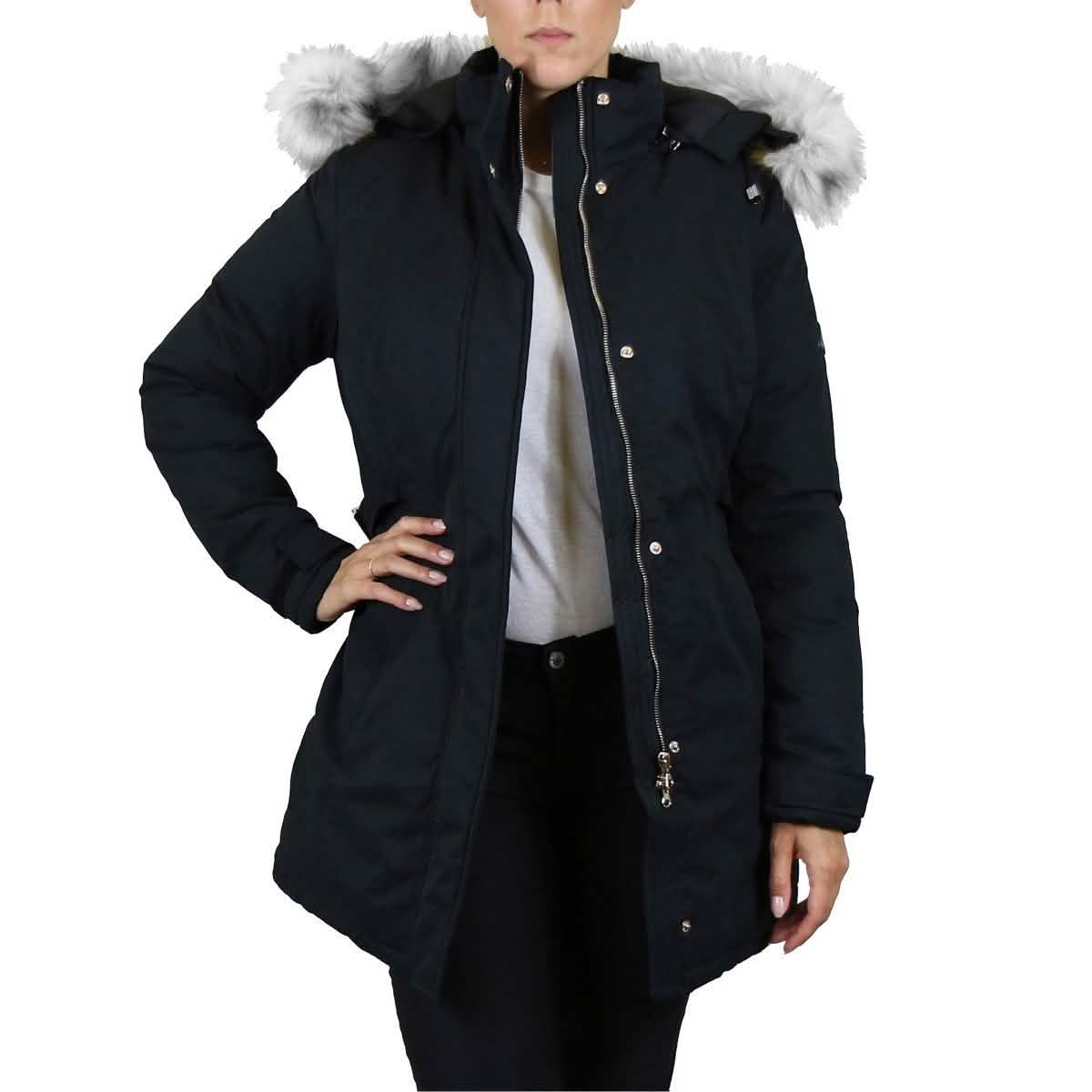 Spire By Galaxy Heavyweight Women's Parka with Hood Black Women's Outerwear - Tophatter Daily Deals