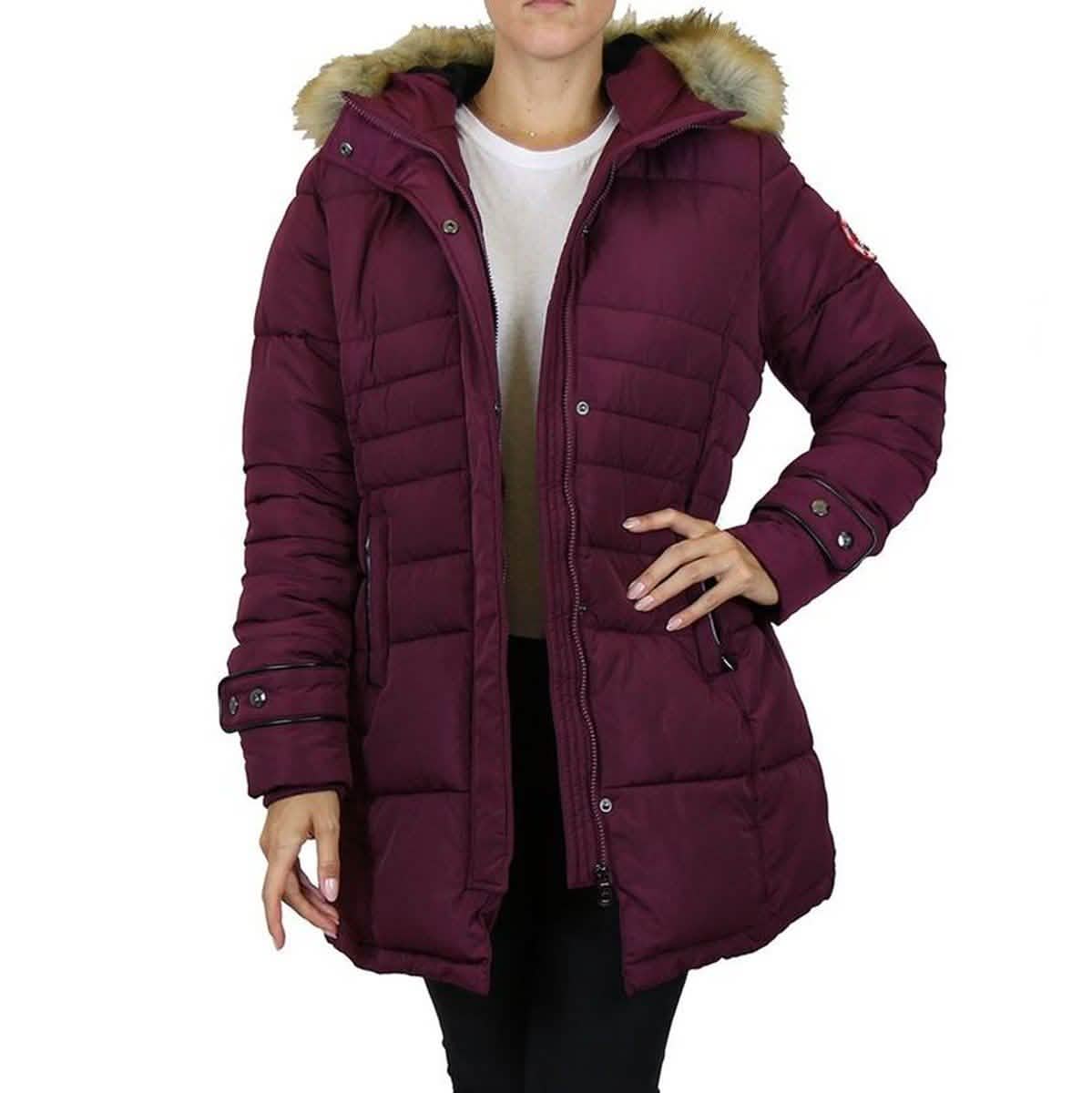 Spire By Galaxy Heavyweight Women's Parka with Hood Apex Burgundy Women's Outerwear - Tophatter Daily Deals