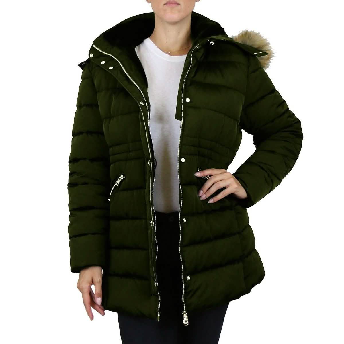 Spire By Galaxy Heavyweight Women's Parka with Hood Nova Dark Olive Women's Outerwear - Tophatter Daily Deals