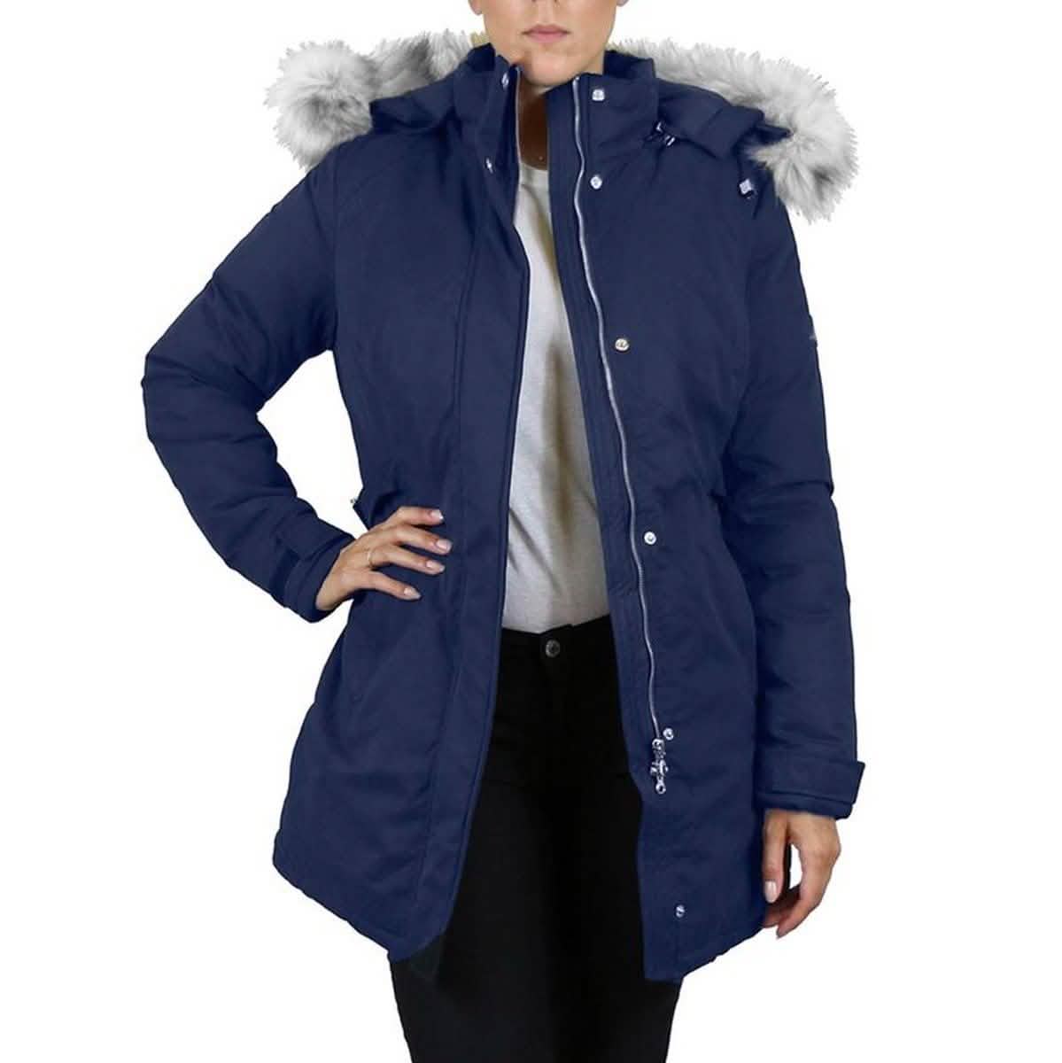 Spire By Galaxy Heavyweight Women's Parka with Hood Navy Women's Outerwear - Tophatter Daily Deals