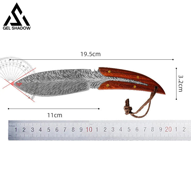 Spirit Feather Stright Knife With Leather Sheath-GS125 Pocket Knives - Tophatter Daily Deals