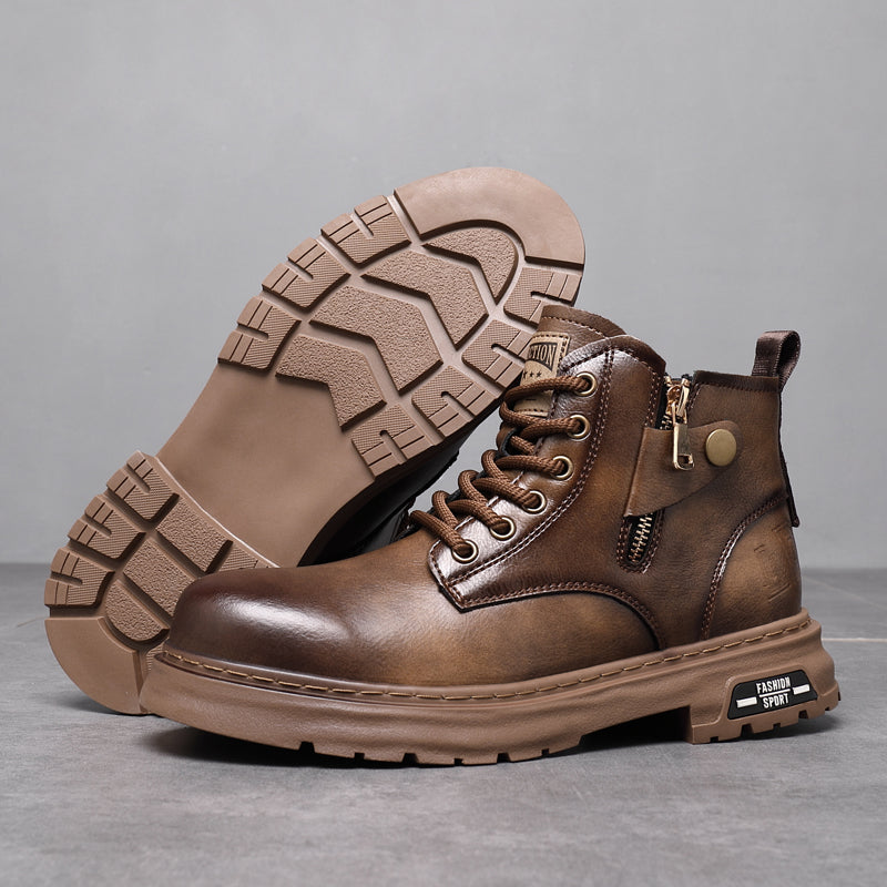 Split Leather Mens High-top Ankle Boots Boots - Tophatter Daily Deals
