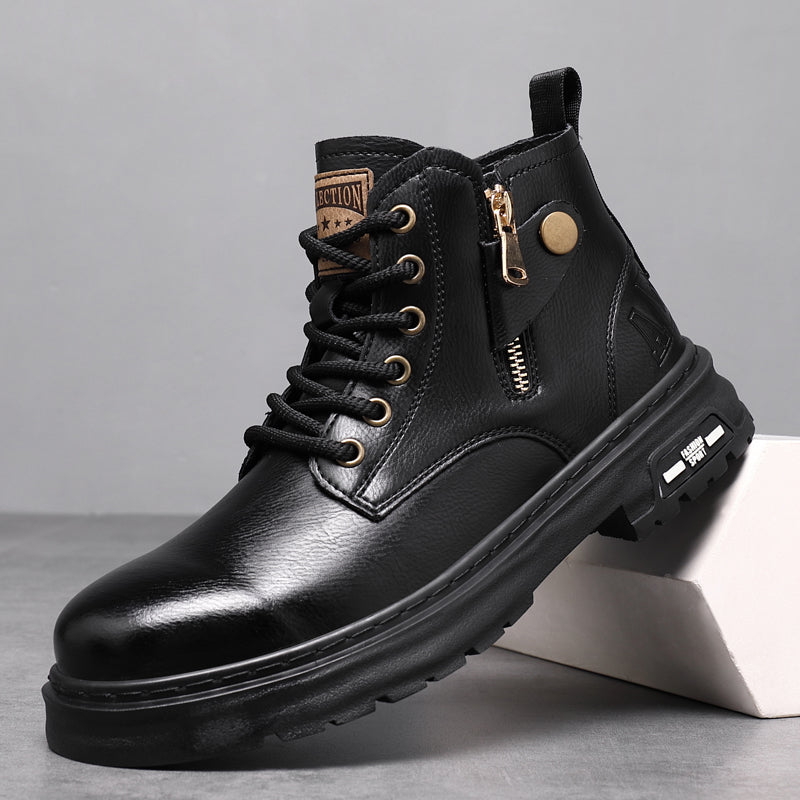 Split Leather Mens High-top Ankle Boots Boots - Tophatter Daily Deals