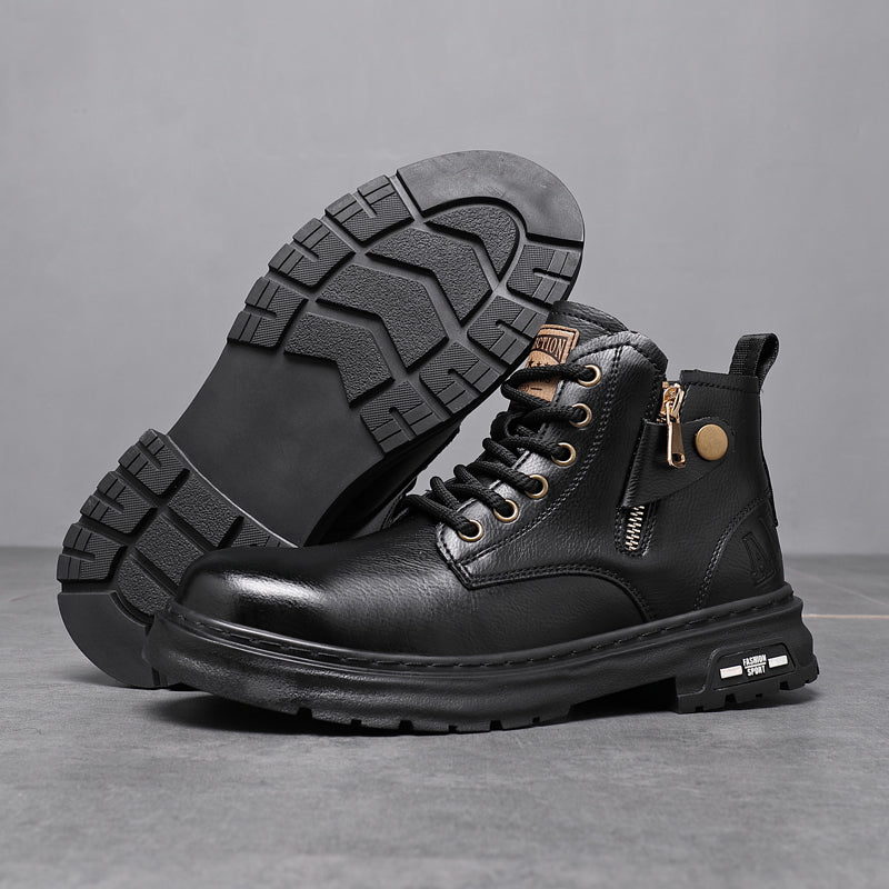 Split Leather Mens High-top Ankle Boots Boots - Tophatter Daily Deals
