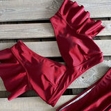 Sporlike Women Ruffle High Waist Swimsuit Women's Swimwear - Tophatter Daily Deals