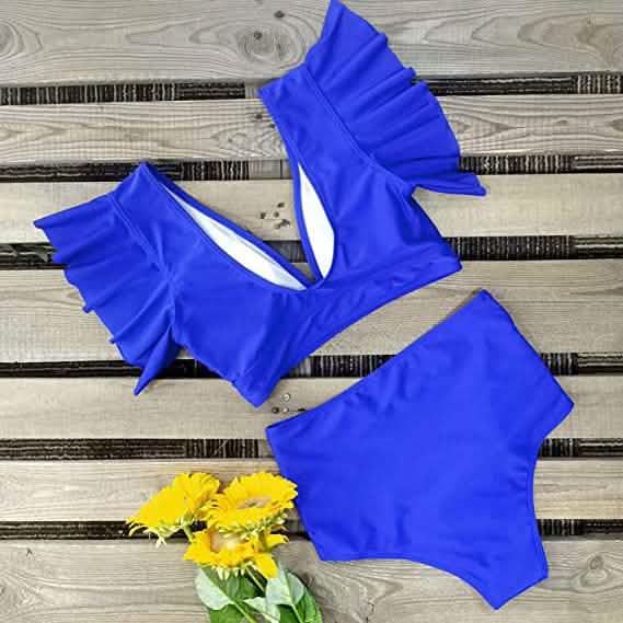 Sporlike Women Ruffle High Waist Swimsuit Women's Swimwear - Tophatter Daily Deals