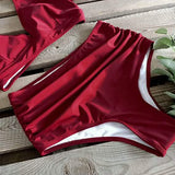 Sporlike Women Ruffle High Waist Swimsuit Women's Swimwear - Tophatter Daily Deals