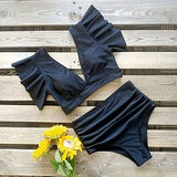 Sporlike Women Ruffle High Waist Swimsuit Women's Swimwear - Tophatter Daily Deals