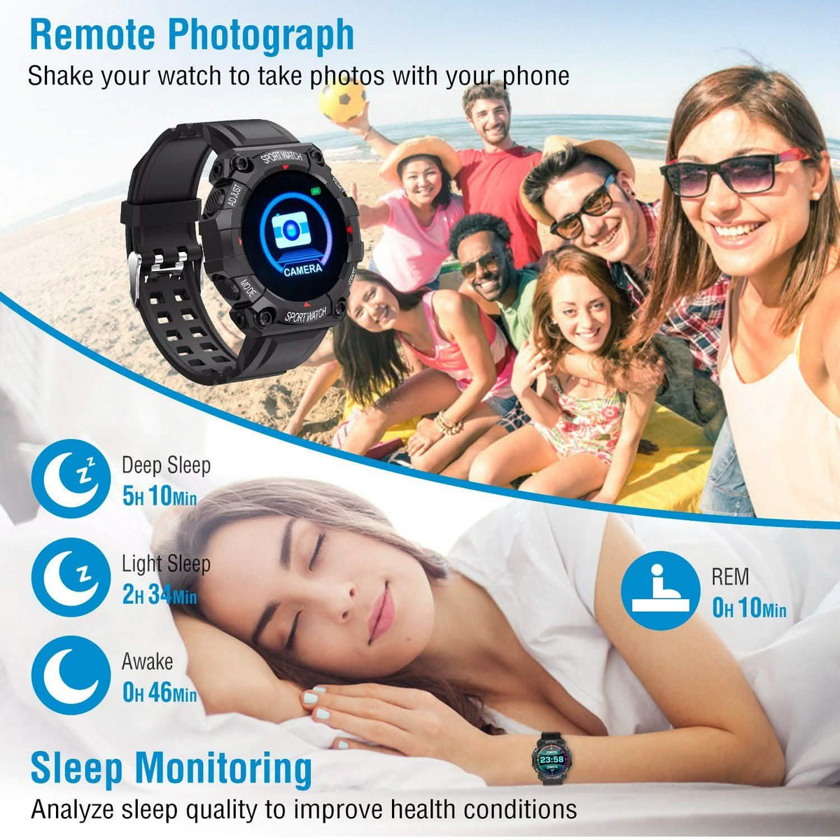 Sport Bracelet with Heart Rate Blood Pressure Sleep Monitor Smart Watches - Tophatter Daily Deals
