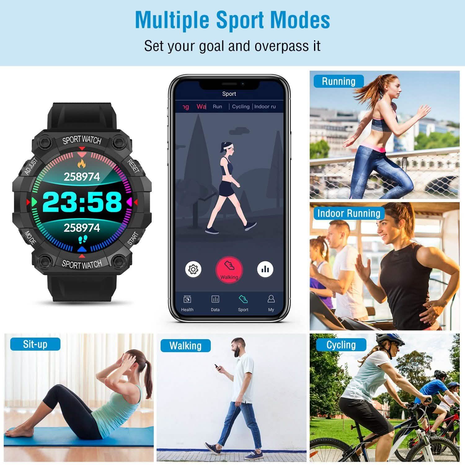 Sport Bracelet with Heart Rate Blood Pressure Sleep Monitor Smart Watches - Tophatter Daily Deals