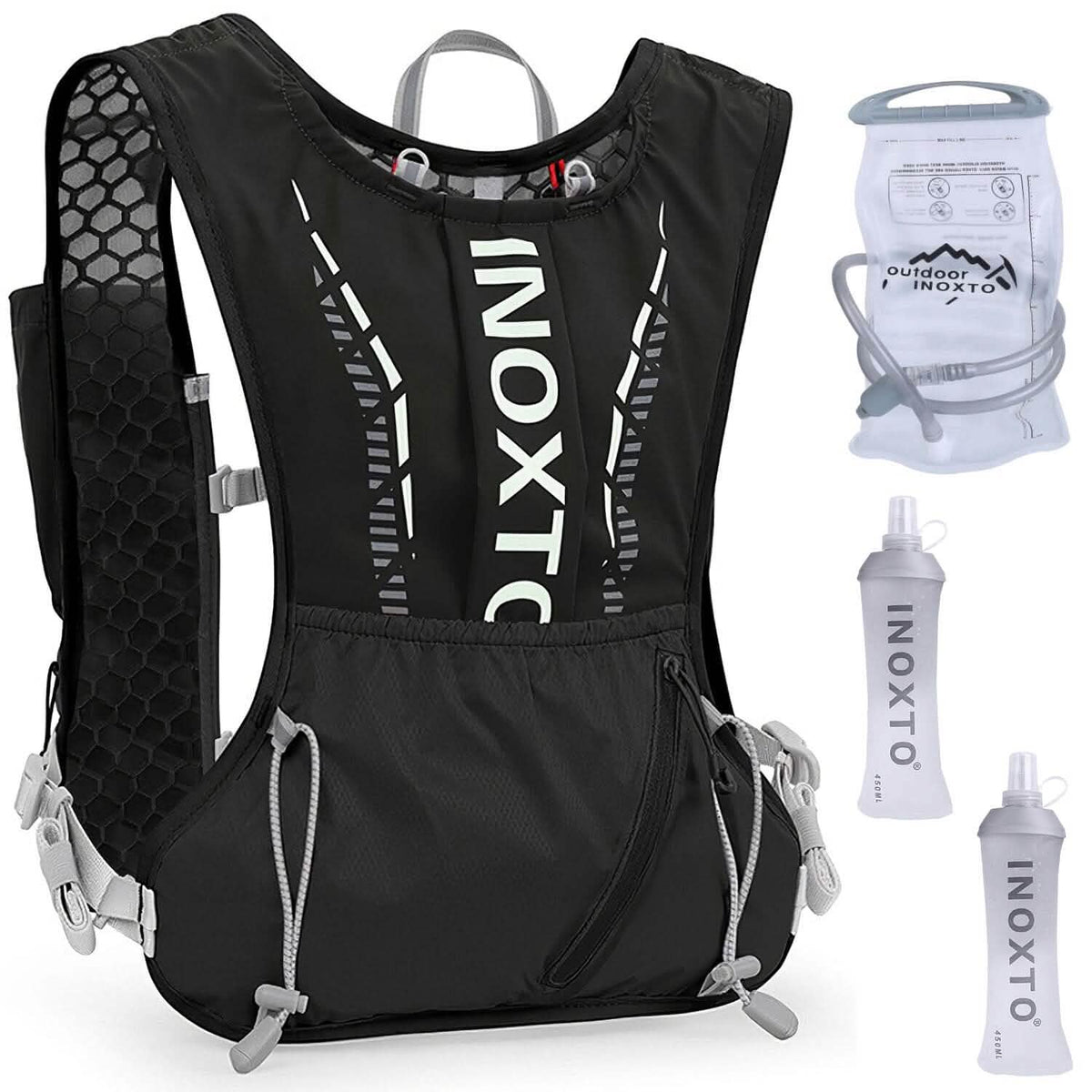 Sport Hydration Vest Running Backpack with 15oz, 50oz Water Bladder Black Outdoor Recreation - Tophatter Daily Deals