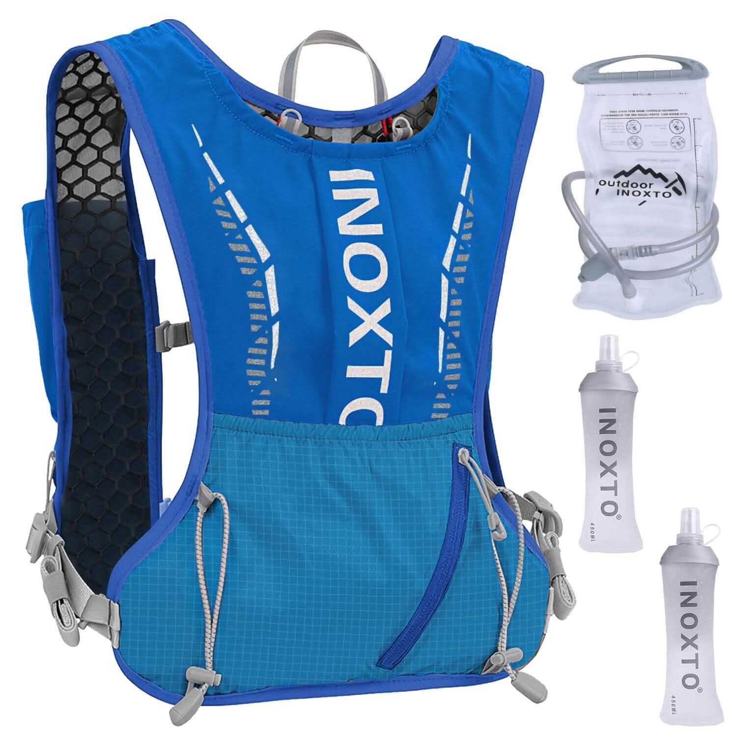 Sport Hydration Vest Running Backpack with 15oz, 50oz Water Bladder Blue Outdoor Recreation - Tophatter Daily Deals