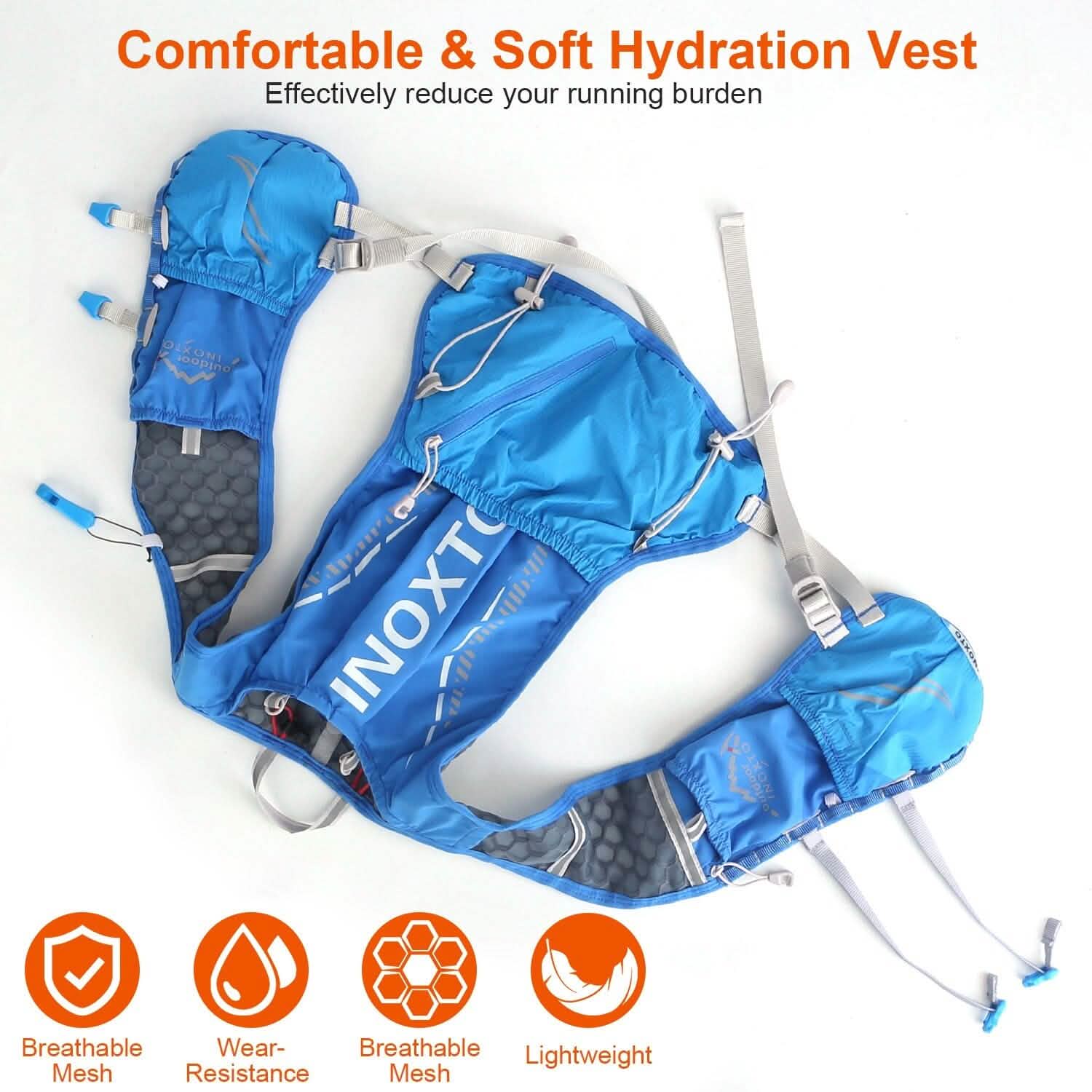 Sport Hydration Vest Running Backpack with 15oz, 50oz Water Bladder Outdoor Recreation - Tophatter Daily Deals