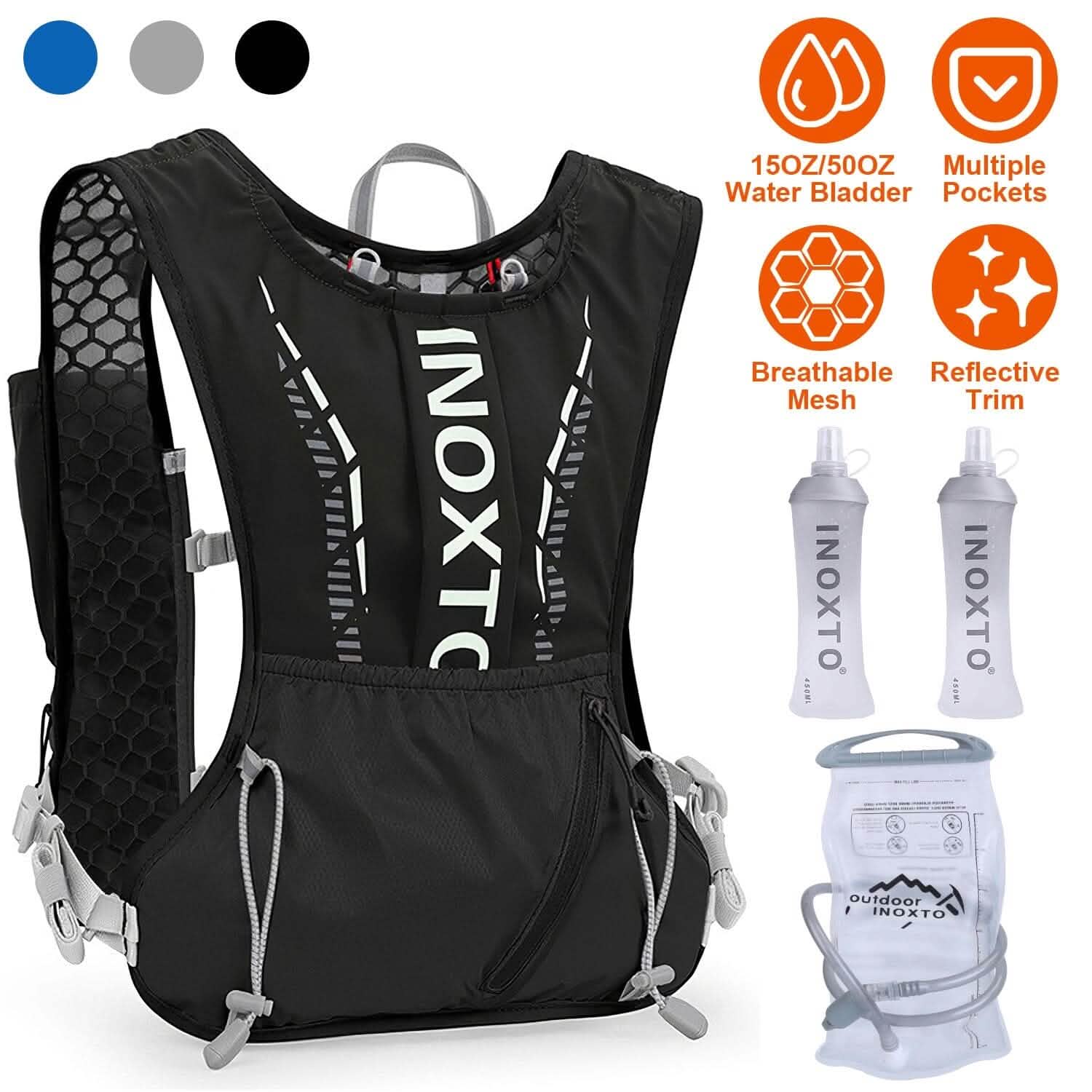 Sport Hydration Vest Running Backpack with 15oz, 50oz Water Bladder Outdoor Recreation - Tophatter Daily Deals