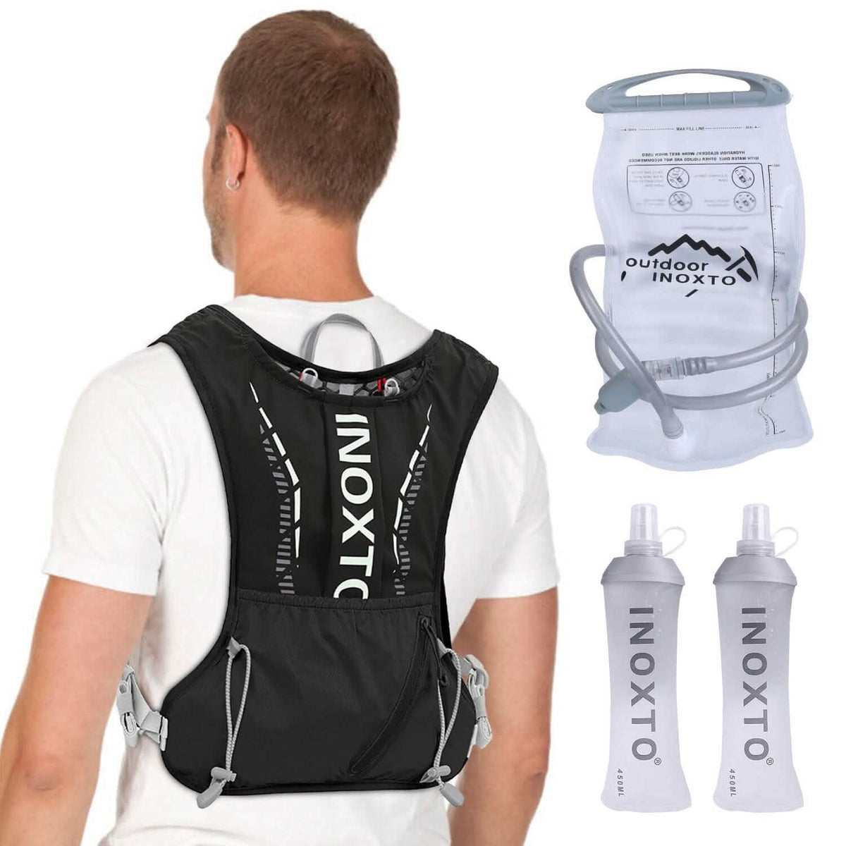 Sport Hydration Vest Running Backpack with 15oz, 50oz Water Bladder Outdoor Recreation - Tophatter Daily Deals