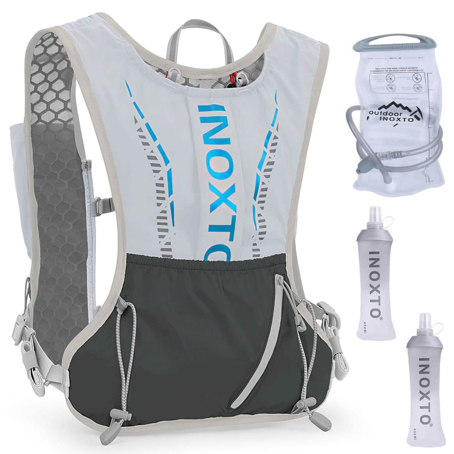 Sport Hydration Vest Running Backpack with 15oz, 50oz Water Bladder Gray Outdoor Recreation - Tophatter Daily Deals