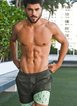 Bermies Green Pineapples Swim Trunks Swimwear - Tophatter Daily Deals