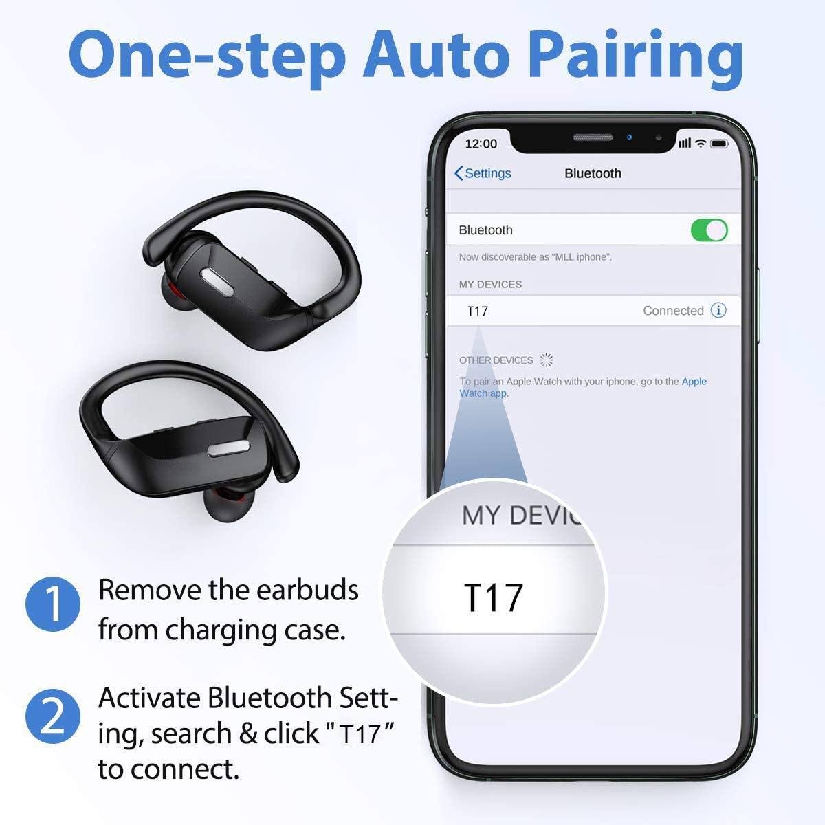 Sports Bluetooth Wireless Earbuds with Microphone In-Ear Headphones - Tophatter Daily Deals