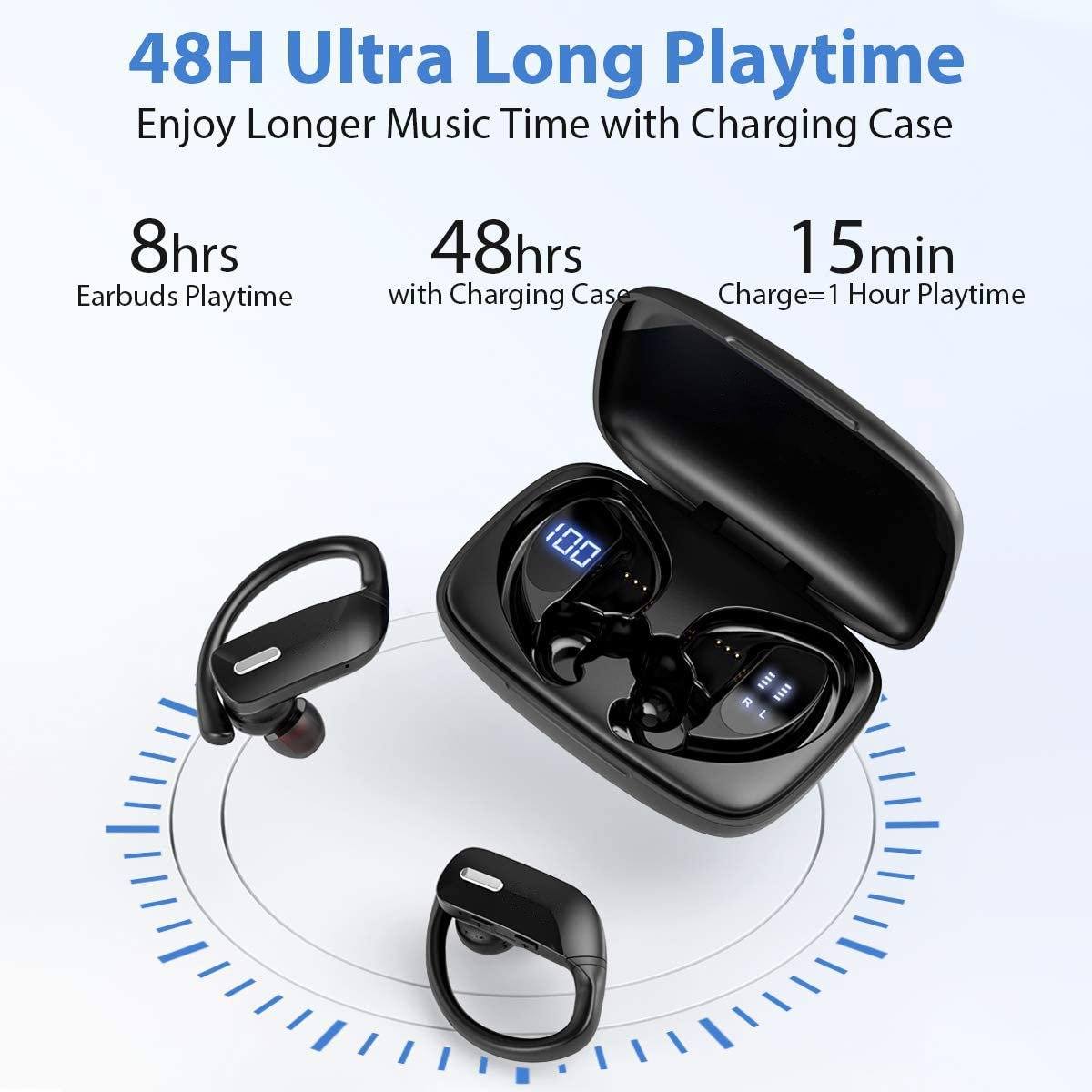 Sports Bluetooth Wireless Earbuds with Microphone In-Ear Headphones - Tophatter Daily Deals