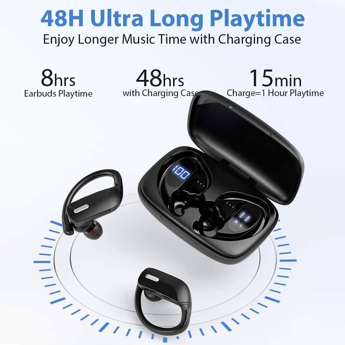 Sports Bluetooth Wireless Earbuds with Microphone In-Ear Headphones - Tophatter Daily Deals