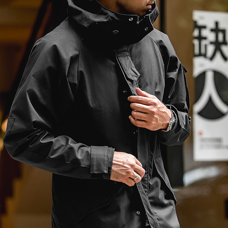 Sports Hooded Jacket Motorcycle Black Windbreaker Black Men Jackets - Tophatter Daily Deals