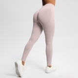 Women Gym Sports Pants Scrunch Butt Elastic Yoga Pants Porcelain Pink Leggings - Tophatter Daily Deals