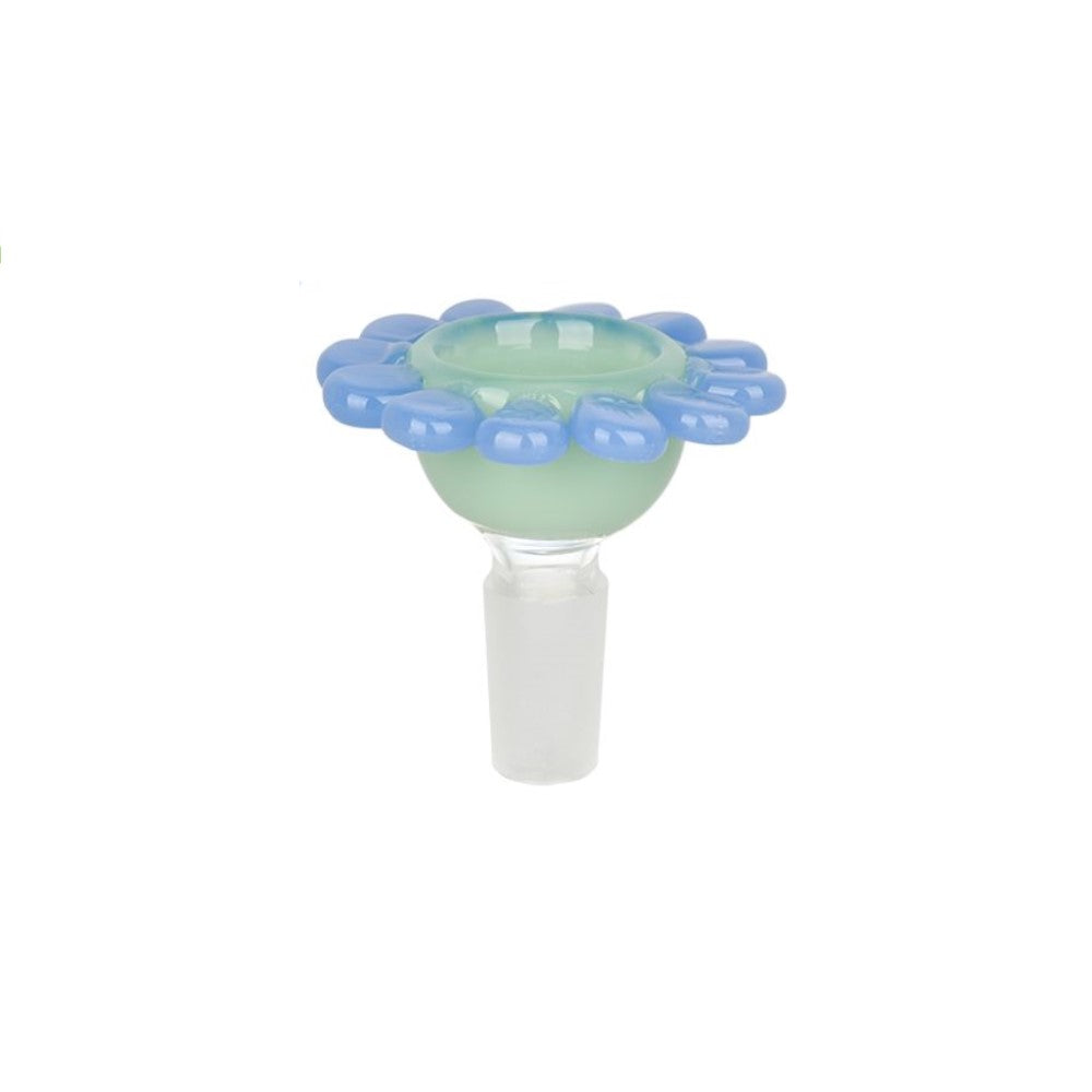 Spring Flower Herb Slide Green Bowl + Blue Petals Bong Bowls - Tophatter Daily Deals