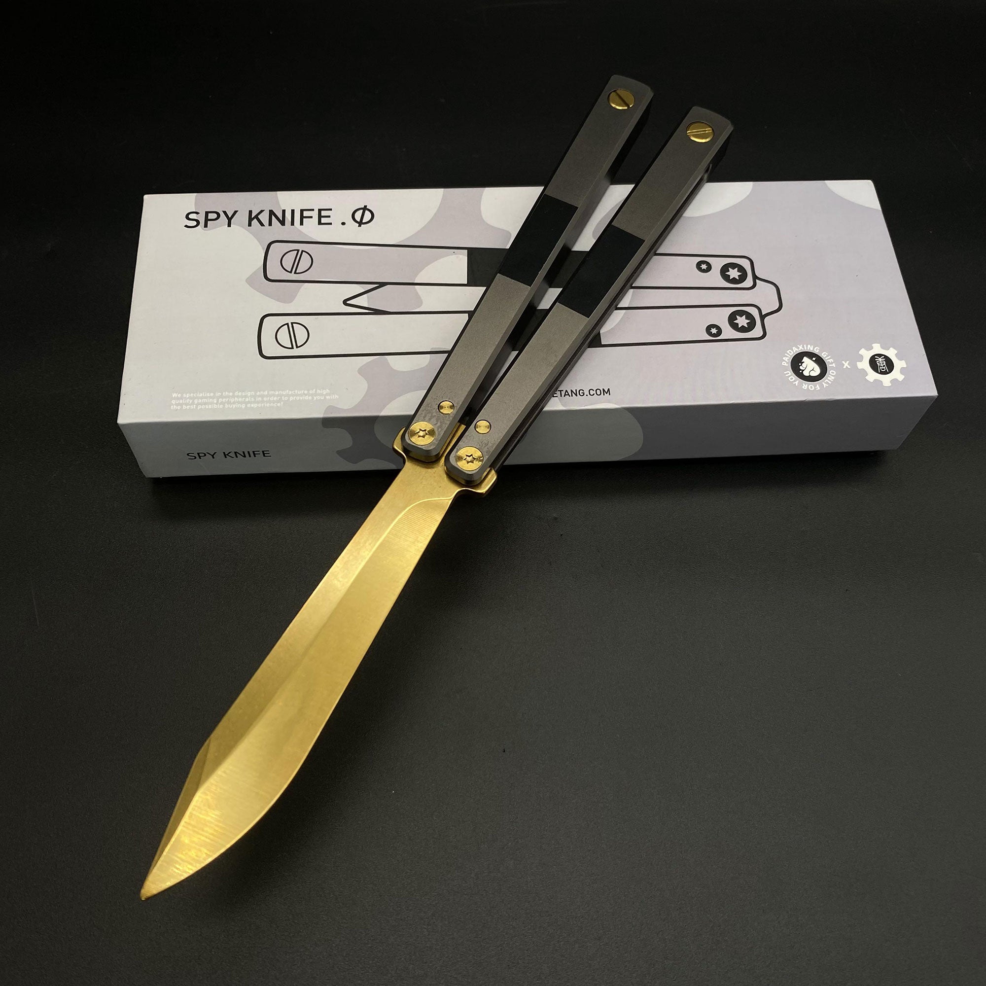 High-End TF2 Spy Knife Balisong Trainer-Blunt Blade Spy Knife Golden Only - Tophatter Daily Deals