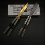 High-End TF2 Spy Knife Balisong Trainer-Blunt Blade Spy Knife Grey & Golden - Tophatter Daily Deals
