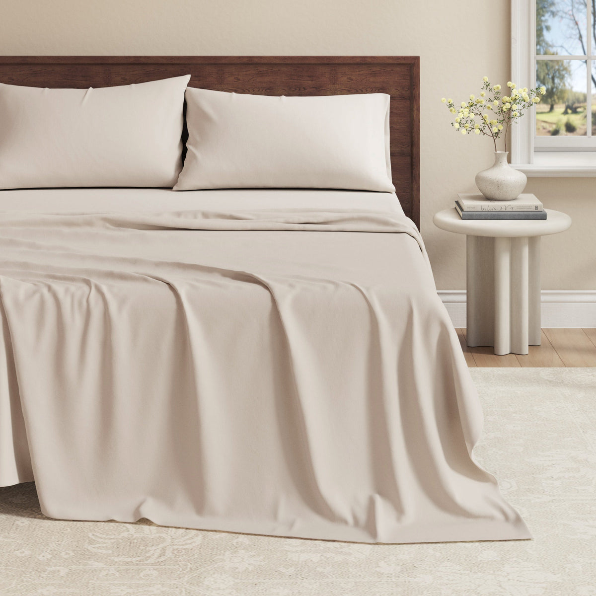 100% Organic Cotton Jersey Knit Sheets Sand Bedding - Tophatter Daily Deals