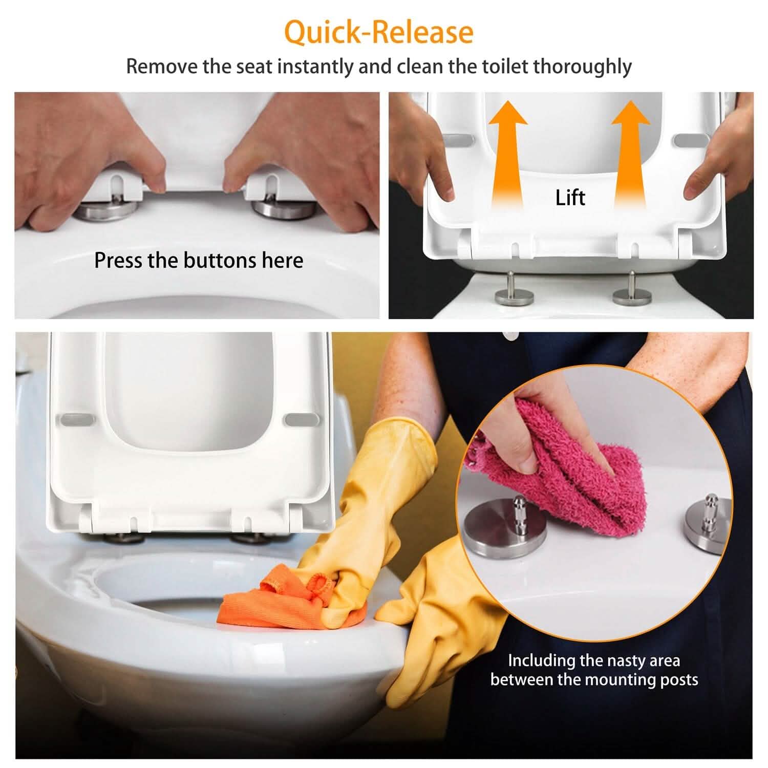 Square Toilet Seat with Grip-Tight Seat Bumpers Bath - Tophatter Daily Deals