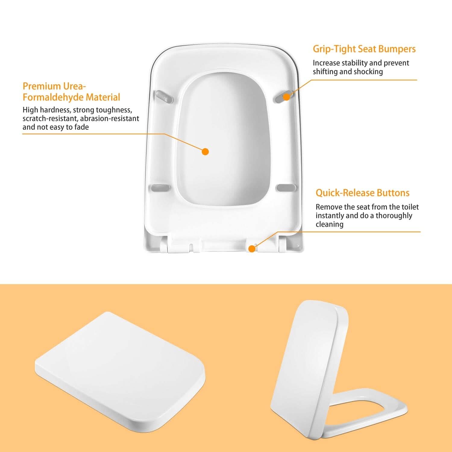 Square Toilet Seat with Grip-Tight Seat Bumpers Bath - Tophatter Daily Deals