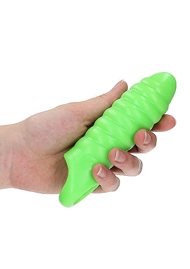 Ouch! Glow in the Dark Swirl Thick Stretchy Penis Sleeve 6.3in Neon Green - Tophatter Daily Deals