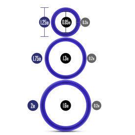 Performance Silicone Cock Ring 3 Pc Set Indigo for Stamina > Cock Ring > Sets - Tophatter Daily Deals