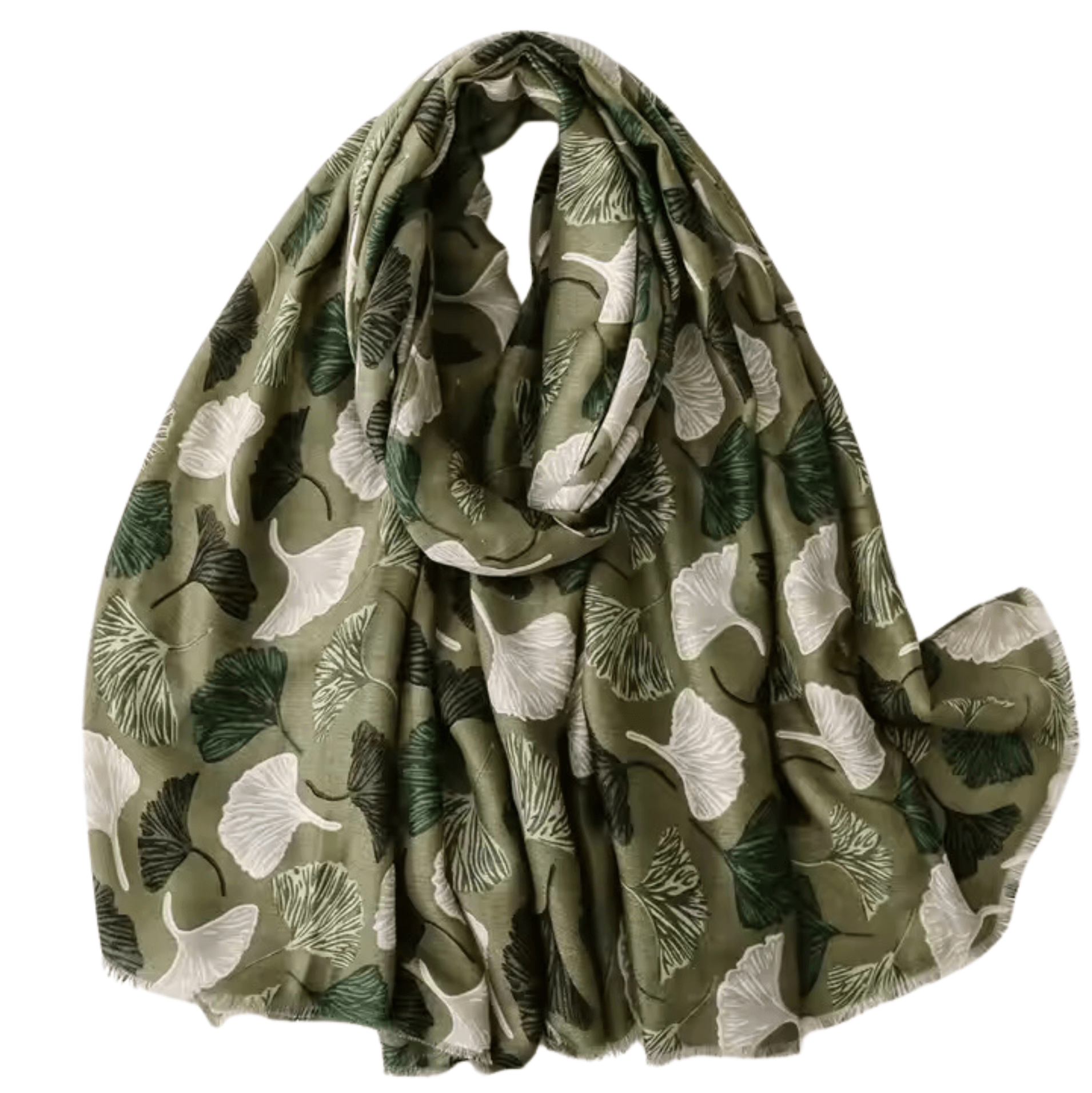 Botanical Print Scarf with Earthy Green Tones Multi Scarves - Tophatter Daily Deals