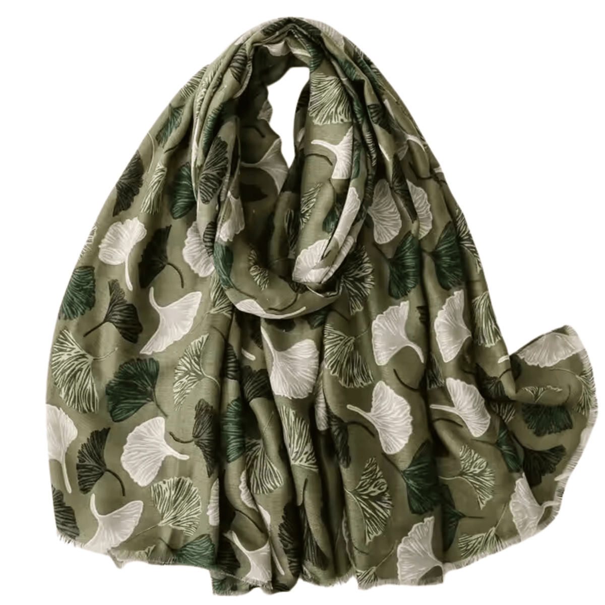 Botanical Print Scarf with Earthy Green Tones Multi Scarves - Tophatter Daily Deals