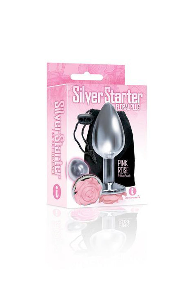 Icon Brands - Silver Starter Floral Anal Plug - Silver/Pink Sex Toy - Tophatter Daily Deals