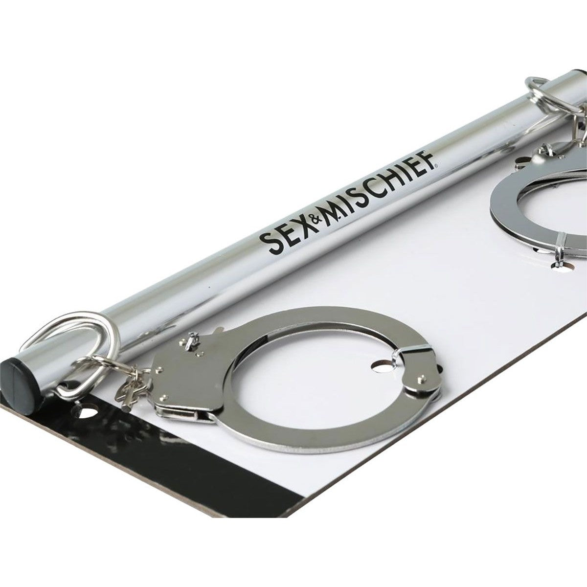 Sex & Mischief Spreader Bar with Metal Cuffs Restraints - Tophatter Daily Deals