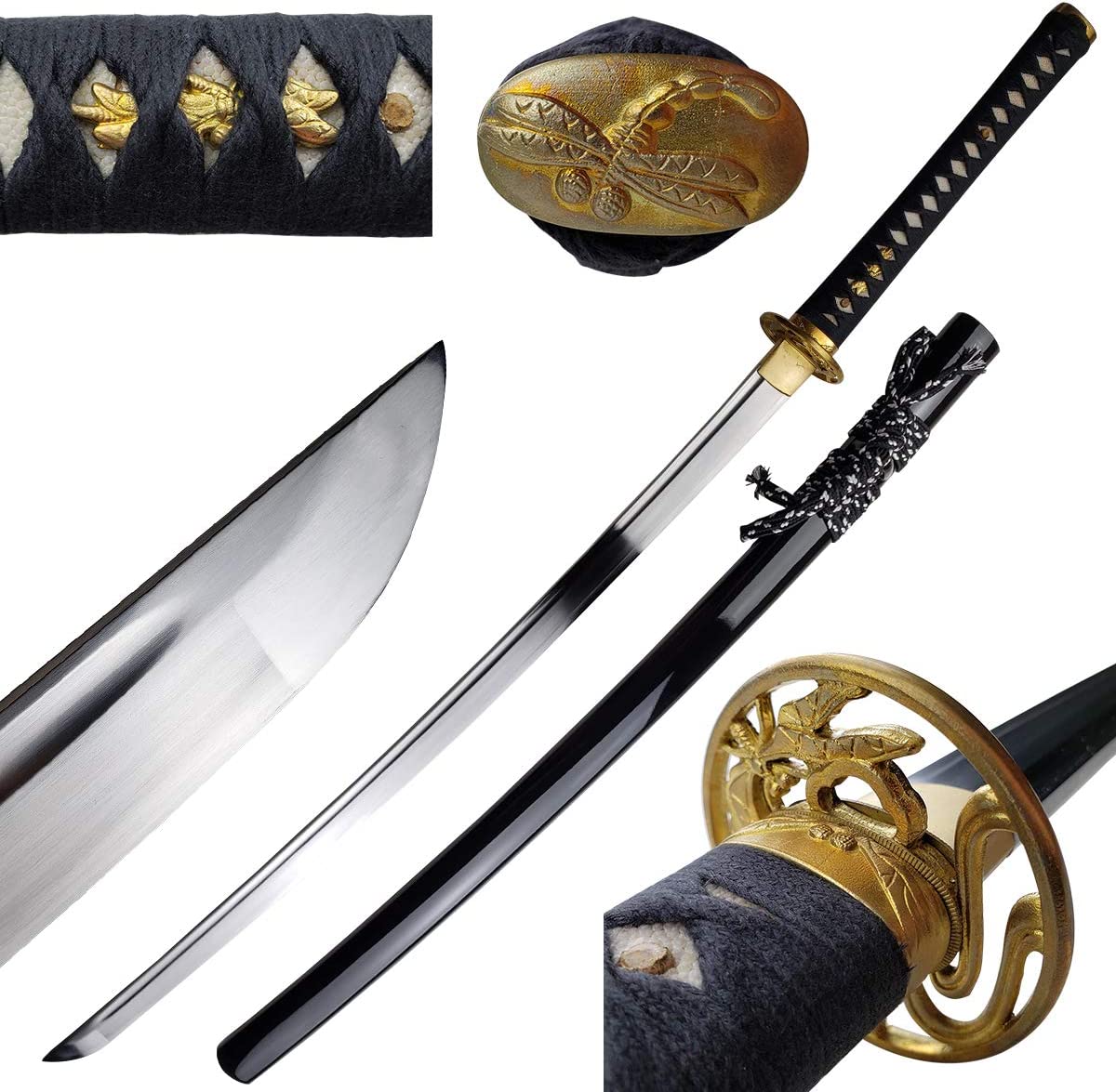 Golden dragonfly hand forged Katana Swords - Tophatter Daily Deals