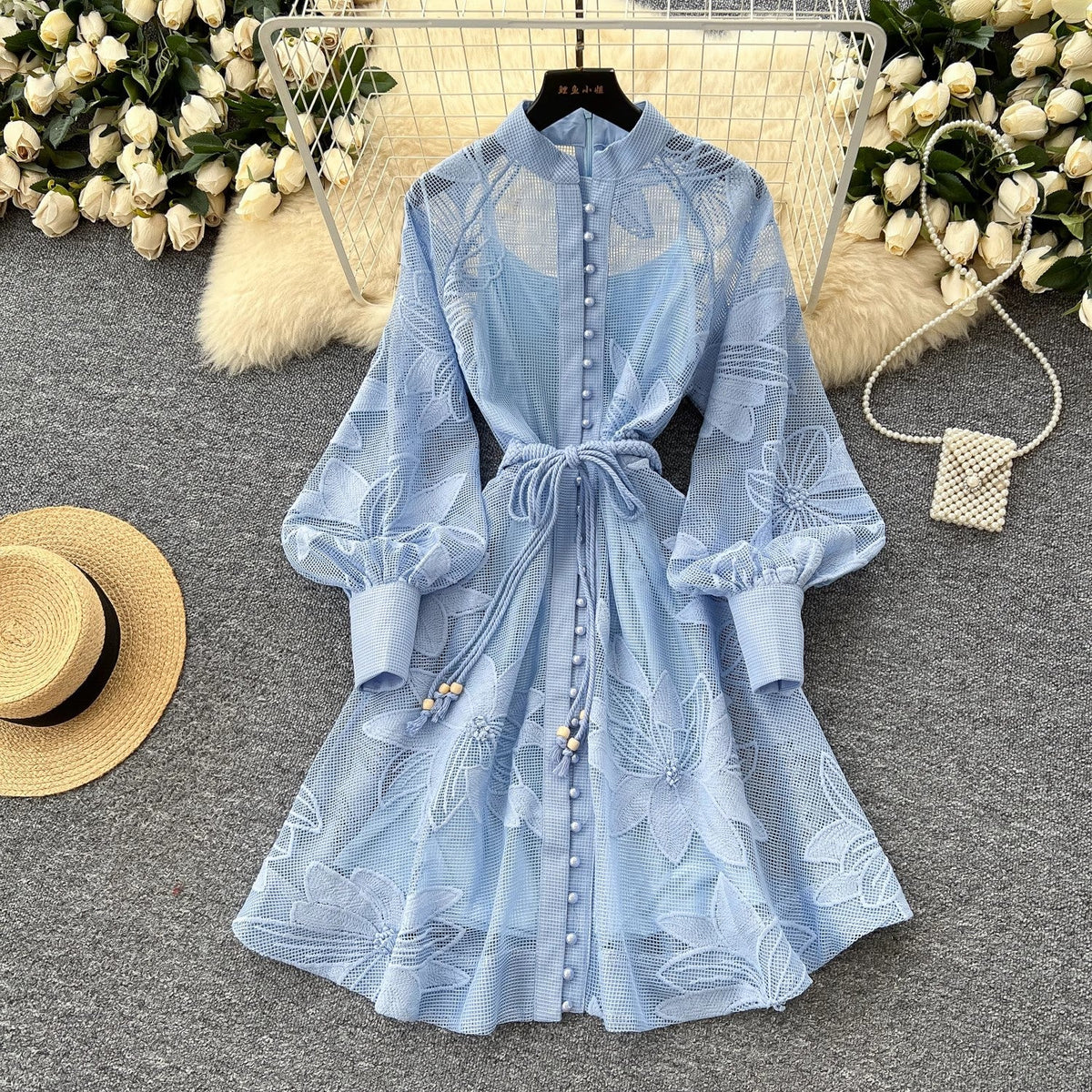 Stand Collar Belt Party Birthday Dress For Women Mini Dresses - Tophatter Daily Deals