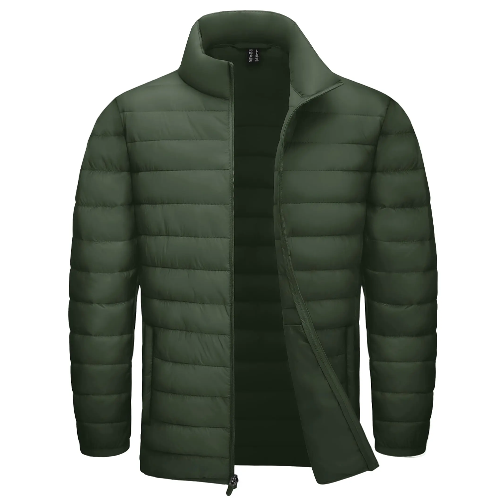 Stand Collar Lightweight Puffer Jackets Army Green Men Jackets - Tophatter Daily Deals